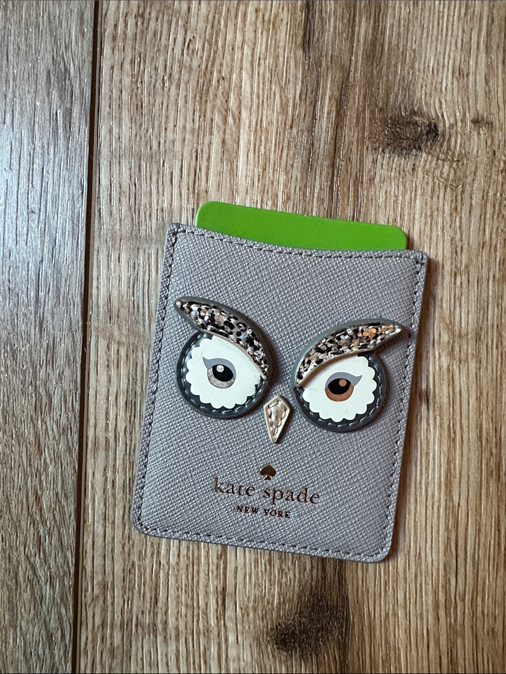 kate spade gray owl card holder for back of phone